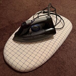 PurSteam Black and Gray Iron with Checkered Ironing Board